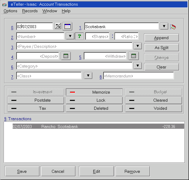 Electronic Teller Entry Window